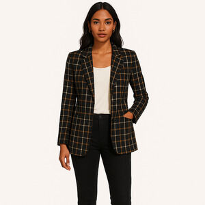 Anthropologie Maeve Oversized Plaid Equestrian Blazer - Size 4